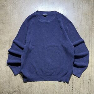 Patagonia Sweater Mens Large Blue Cotton Blend Knit Crewneck Pullover Logo